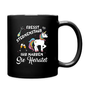 Fresst Sternenstaub Sie Heiratet Einhorn JGA - Tasse einfarbig - Schwarz - Rechts