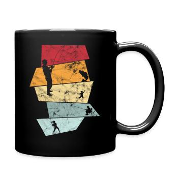 Vintage Retro Angeln Fischen Design Geschenk Fisch - Tasse einfarbig - Schwarz - Rechts
