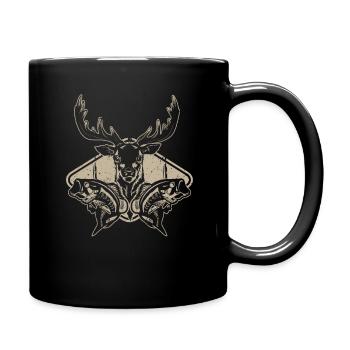 Pêche Pêche Pêcheur Pêcheur Cerf Chasseur de tête Chasse - Mug uni - noir - Droite