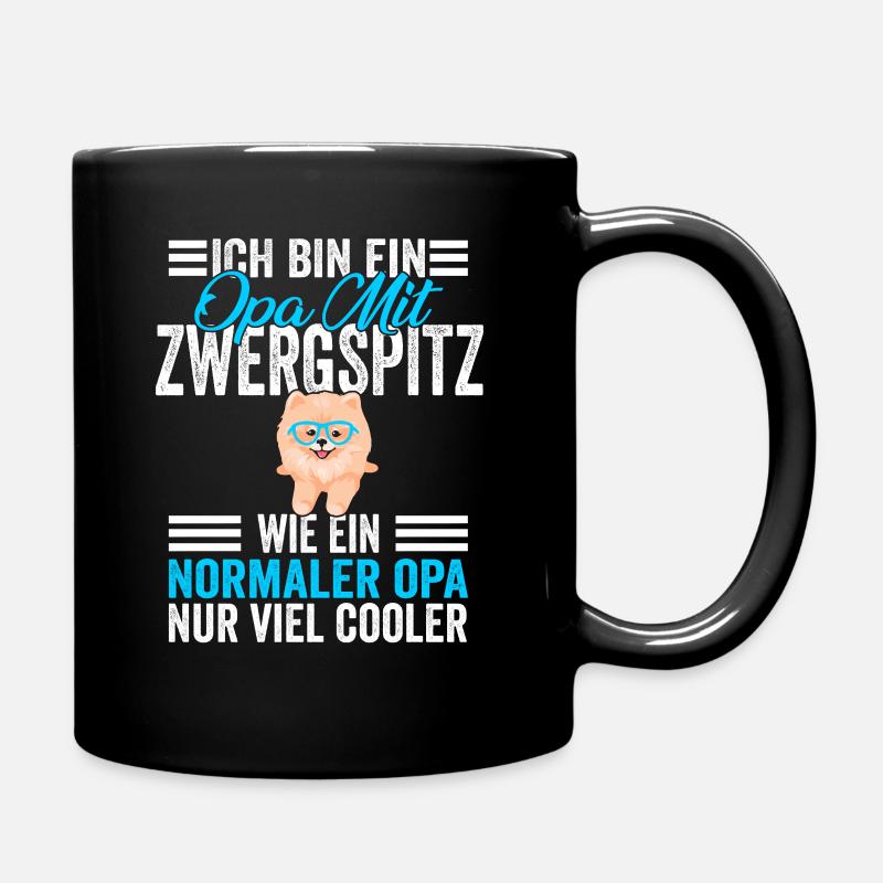 Opa Großvater Zwergspitz Pomeranian - Tasse einfarbig - Schwarz