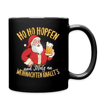 Ho Ho Hopfen und Malz an Weihnachten knallt's - Tasse einfarbig - Schwarz - Rechts