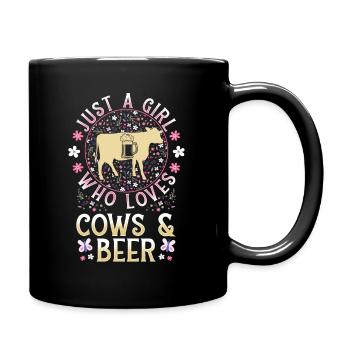 Just a girl who loves Cows and Beer - Tasse einfarbig - Schwarz - Rechts