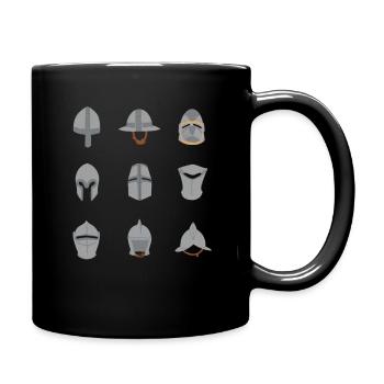Types of Medieval Helmets Middle Ages - Full Colour Mug - black - Right