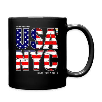 USA NYC New York City Amerikanische Flagge I Love NY - Tasse einfarbig - Schwarz - Rechts