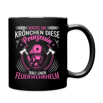 Feuerwehrfrau Prinzessin trägt einen Feuerwehrhelm - Tasse einfarbig - Schwarz - Rechts