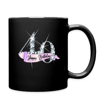 Happy Birthday 40. Geburtstag Geschenk Diamanten - Tasse einfarbig - Schwarz - Rechts