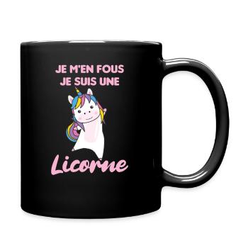 Je m'en fous je suis une licorne - süßes Einhorn - Tasse einfarbig - Schwarz - Rechts