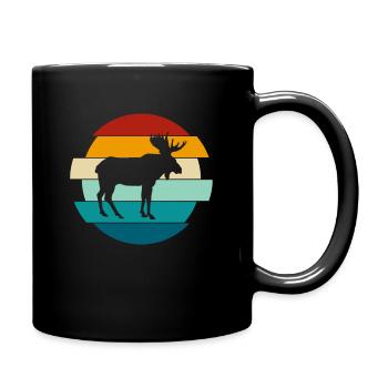 Retro Moose Vintage Moose Gift - Full Colour Mug - black - Right