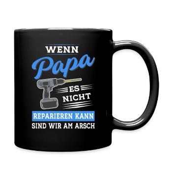 Papa Vater reparieren Heimwerker Werkzeug - Tasse einfarbig - Schwarz - Rechts