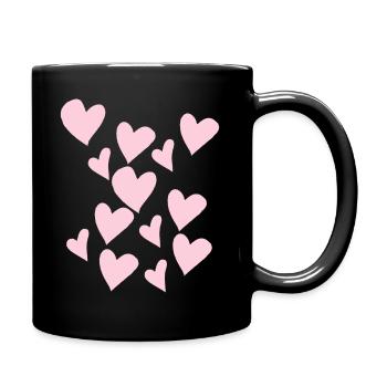 Delicate Pink Hearts - Full Colour Mug - black - Right