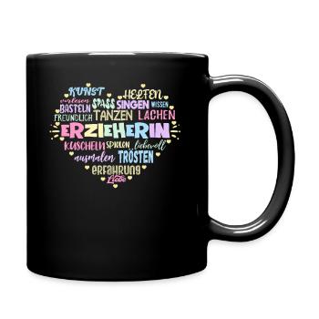 Erzieherin Kindergärtnerin - Tasse einfarbig - Schwarz - Rechts