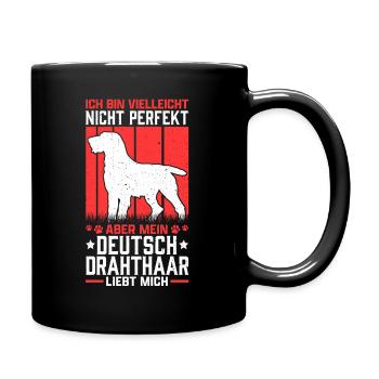 Mein Deutsch Drahthaar liebt mich Vorstehhund - Tasse einfarbig - Schwarz - Rechts
