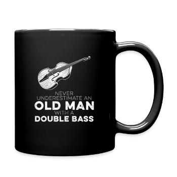 Double Bassists Never Underestimate An Old Man Pun - Full Colour Mug - black - Right