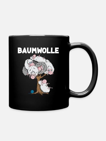Lustiges Schaf Baumwolle Schafe auf Bäumen Design - Tasse einfarbig - Schwarz