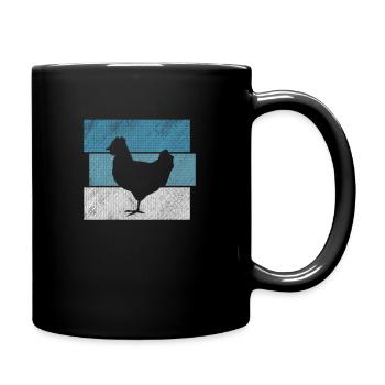 Huhn Hühner Retro - Tasse einfarbig - Schwarz - Rechts