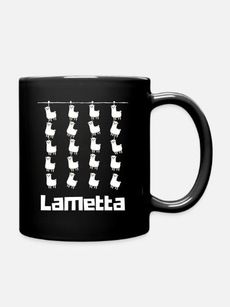 Lametta Lama Weihnachten Alpaka Llama XMas Lustig - Tasse einfarbig - Schwarz