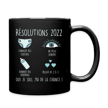 Résolutions 2022 couches sommeil biberons amour - Mug uni - noir - Droite