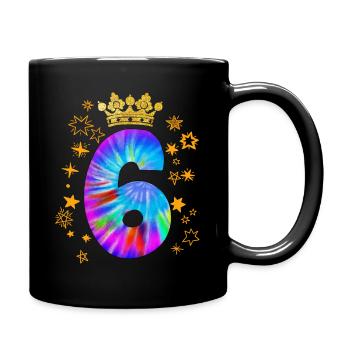 6. Geburtstag - Tasse einfarbig - Schwarz - Rechts