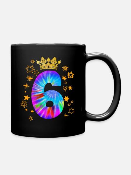 6. Geburtstag - Tasse einfarbig - Schwarz