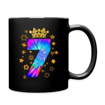 7. Geburtstag - Tasse einfarbig - Schwarz - Rechts