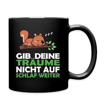Schlafshirt Pyjama Schlafanzug Eichhörnchen - Tasse einfarbig - Schwarz - Rechts