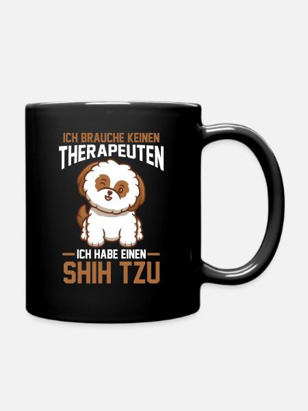 Therapie Shih Tzu - Tasse einfarbig - Schwarz