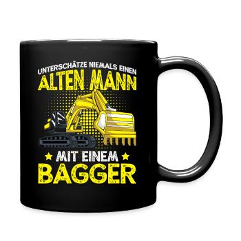 Baggerfahrer Bagger Alter Mann - Tasse einfarbig - Schwarz - Rechts