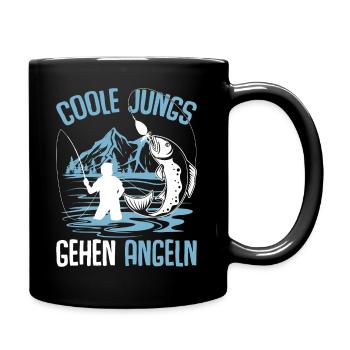 Coole Jungs gehen Angeln Angler Fischer - Tasse einfarbig - Schwarz - Rechts
