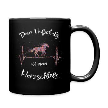 Pferd Reiten Hufschlag Pferdespruch Geschenk - Tasse einfarbig - Schwarz - Rechts