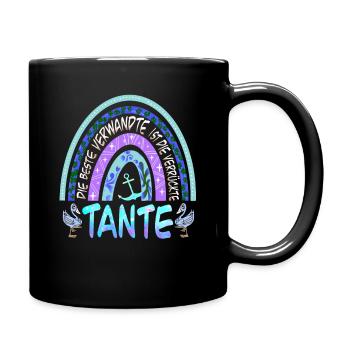 Lustiger Verwandten Spruch und super Tanten - Tasse einfarbig - Schwarz - Rechts