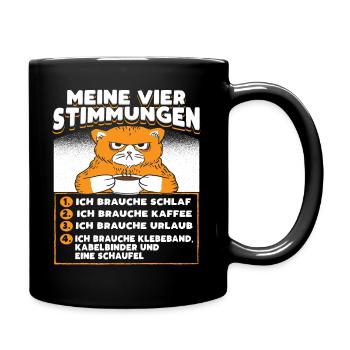Katze Lustige Sprüche Kaffee - Tasse einfarbig - Schwarz - Rechts
