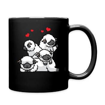 Valais Black-nosed Sheep Sheep With Heart Animal - Full Colour Mug - black - Right