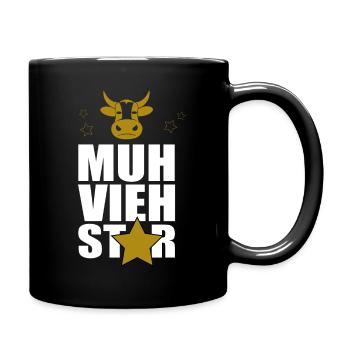 Muh Vieh Star Rinderzüchter Landwirt Kühe Kuh Kopf - Tasse einfarbig - Schwarz - Rechts