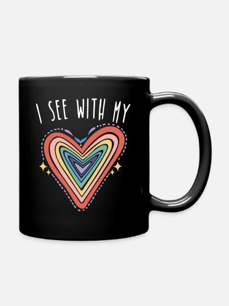 Blindenschrift Herz Sehbehindertes blindes Bewusstsein - Tasse einfarbig - Schwarz