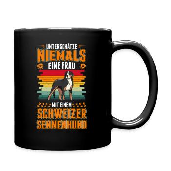 Großer Schweizer Sennenhund Frau - Tasse einfarbig - Schwarz - Rechts