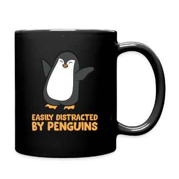 Pinguin leicht abgelenkt durch Pinguine - Tasse einfarbig - Schwarz - Rechts
