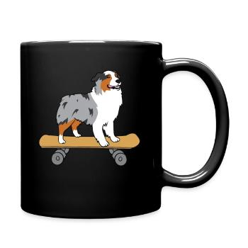 Aussie Skateboard Love Australian Shepherds - Full Colour Mug - black - Right