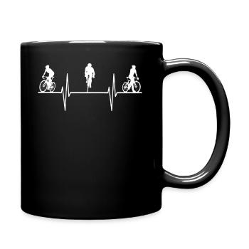 Rennrad Mit Herzschlag - Tasse einfarbig - Schwarz - Rechts