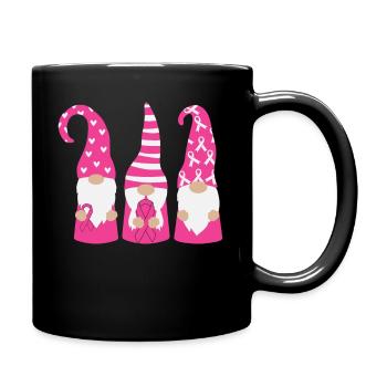 Brustkrebs Bewusstsein Kampf Krebs Rosa Gnom - Tasse einfarbig - Schwarz - Rechts