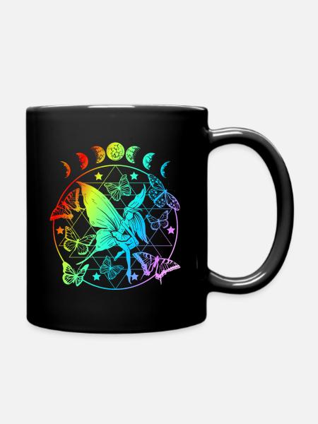 Fairy with Butterflies Elves Girl Gift - Full Colour Mug - black