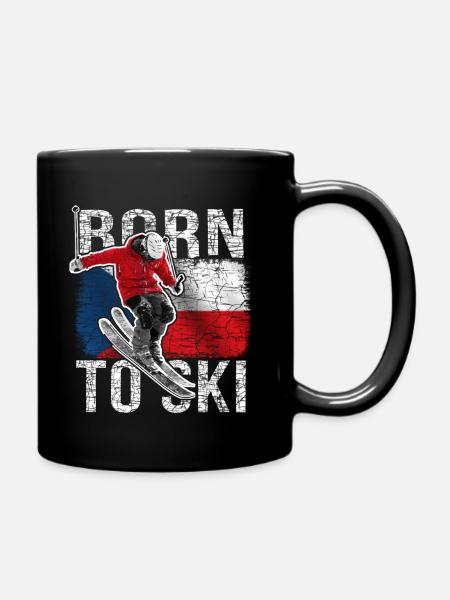 Ski Skifahrer Tschechien Flagge - Tasse einfarbig - Schwarz