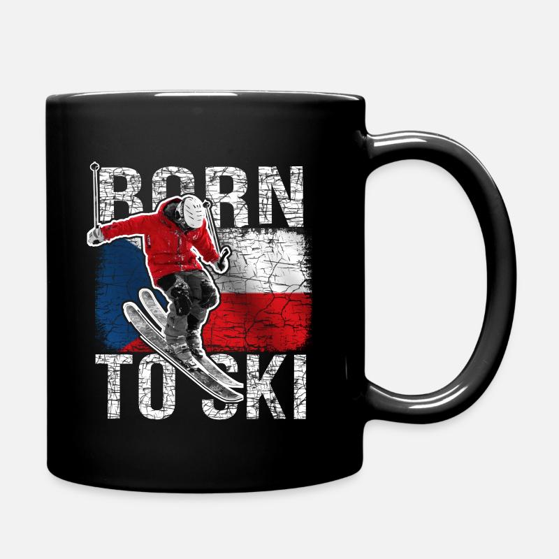 Ski Skifahrer Tschechien Flagge - Tasse einfarbig - Schwarz