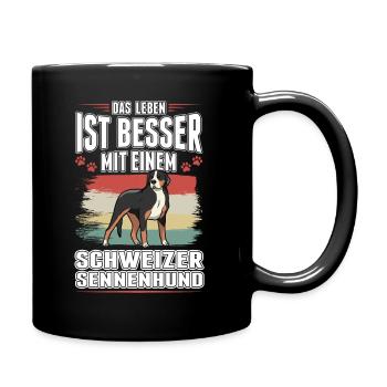 Großer Schweizer Sennenhund - Tasse einfarbig - Schwarz - Rechts