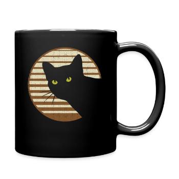 Vintage 80's Eighties Style Katzenliebhaber Lustig - Tasse einfarbig - Schwarz - Rechts