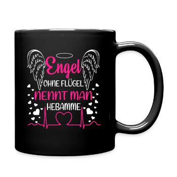 Hebamme Geburtshelferin Engel ohne Flügel - Tasse einfarbig - Schwarz - Rechts