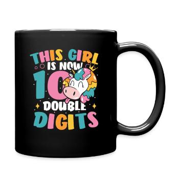 10. Geburtstag Mädchen 10 Jahre Geburtstagsfeier - Tasse einfarbig - Schwarz - Rechts
