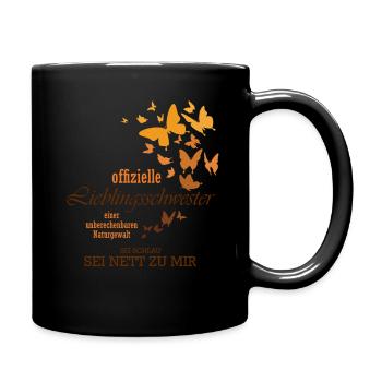 Lieblingsschwester - Schwester fürs Leben - Tasse einfarbig - Schwarz - Rechts