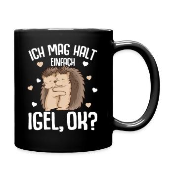 Ich mag halt Igel Kinder Mädchen Damen - Tasse einfarbig - Schwarz - Rechts