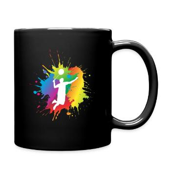 Federball Badminton Geschenk - Tasse einfarbig - Schwarz - Rechts