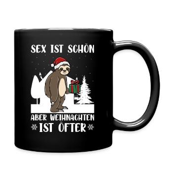 Weihnachten Faultier Sex Ist Schön Versaut Ironie - Tasse einfarbig - Schwarz - Rechts
